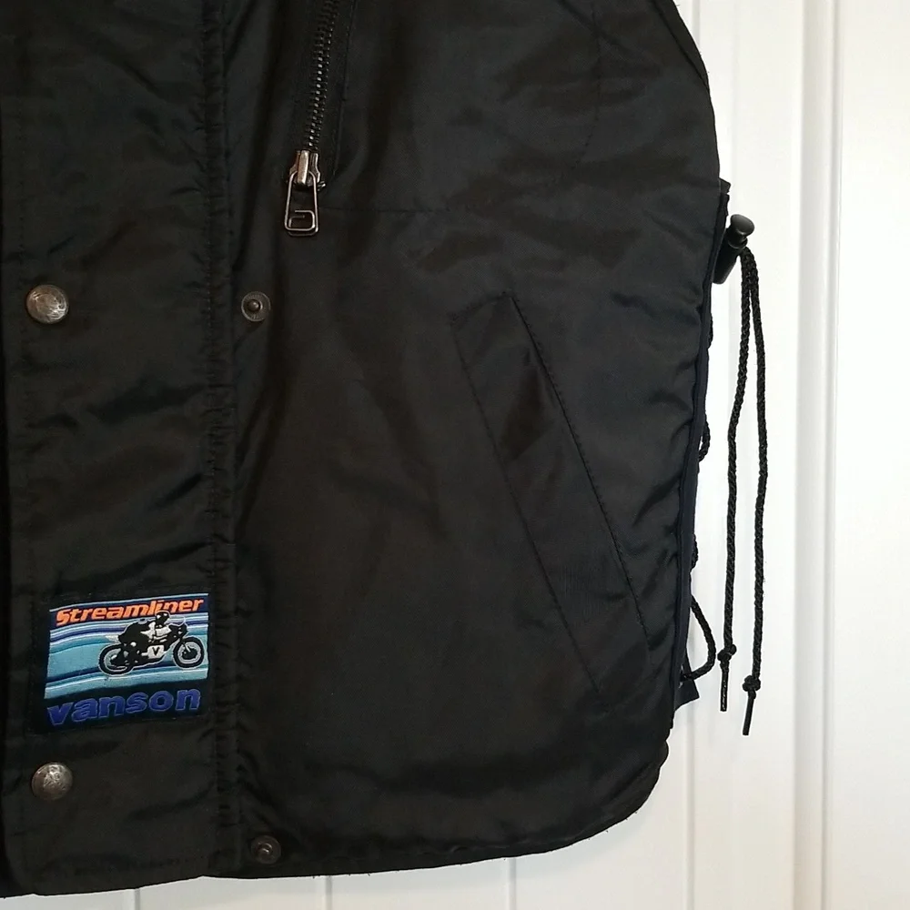 Vanson Black Triple Closure adjustable Quilted Vest Size 42 - Picture 5 of 13